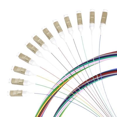 購入 Customized Lengths 12 Cores LC/APC Singlemode Fiber Optic Pigtail for FTTN Connection オンライン製造