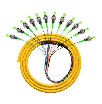 PVC LSZH HXCOWO ST APC Connector SM MM 12 Core 1M Or Customized Length Fiber Optic Pigtail